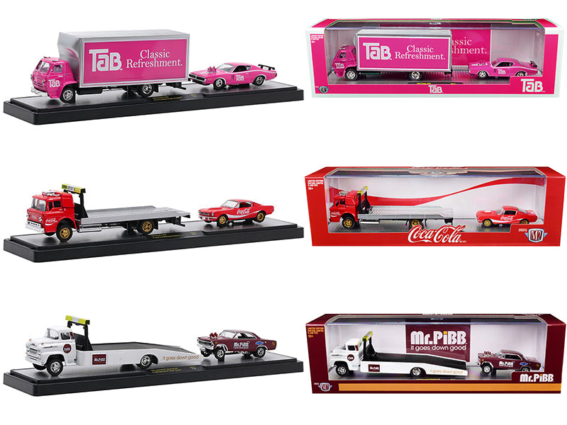 Auto Haulers "3 Sodas" Set of 3 pieces Release 15 Limited Edition to 8400 pieces Worldwide 1/64 Diecast Model Cars by M2 Machines-DiecastModeler.com