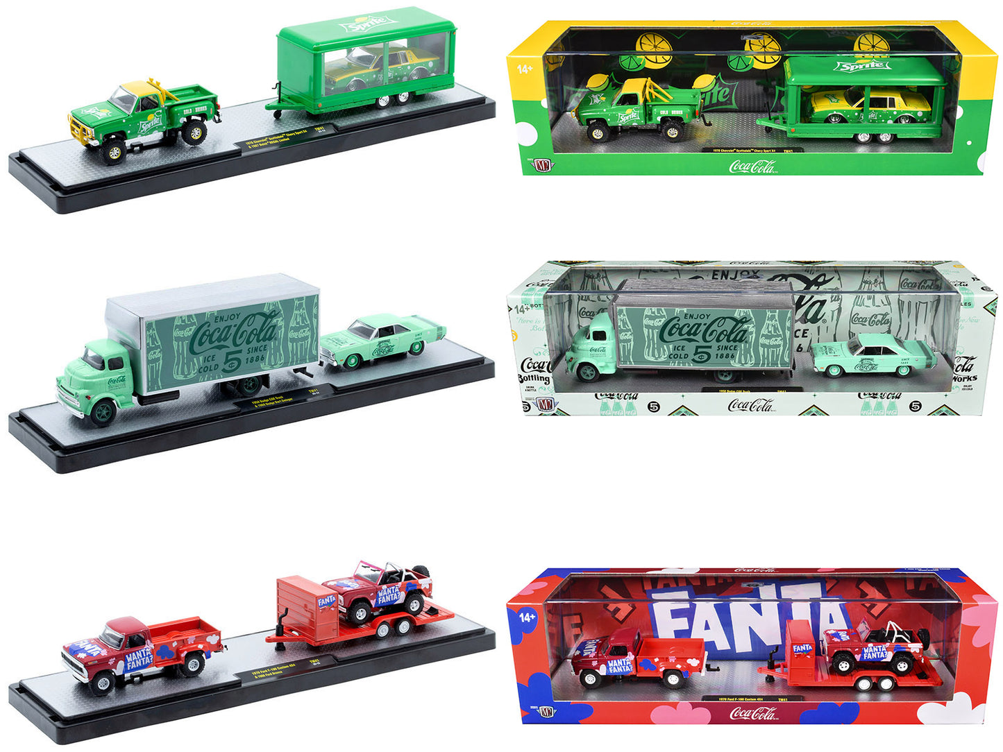 Auto Haulers "Soda" Set of 3 pieces Release 41 Limited Edition to 8200 pieces Worldwide 1/64 Diecast Models by M2 Machines