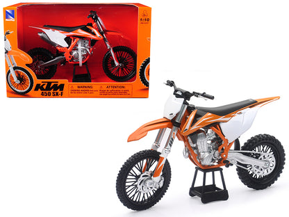 KTM 450 SX-F Dirt Bike Orange and White 1/10 Diecast Motorcycle Model by New Ray-DiecastModeler.com