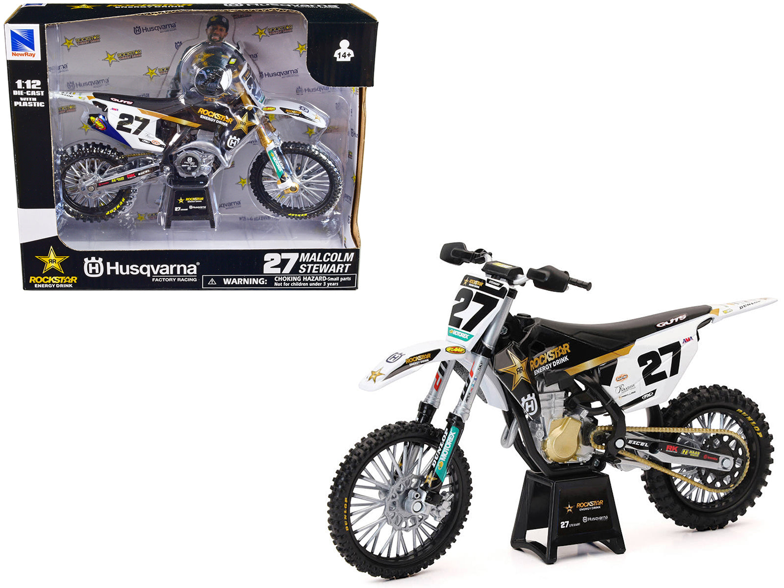 Husqvarna FC450 Motorcycle #27 Malcolm Stewart "Rockstar Energy Drink" 1/12 Diecast Model by New Ray-DiecastModeler.com