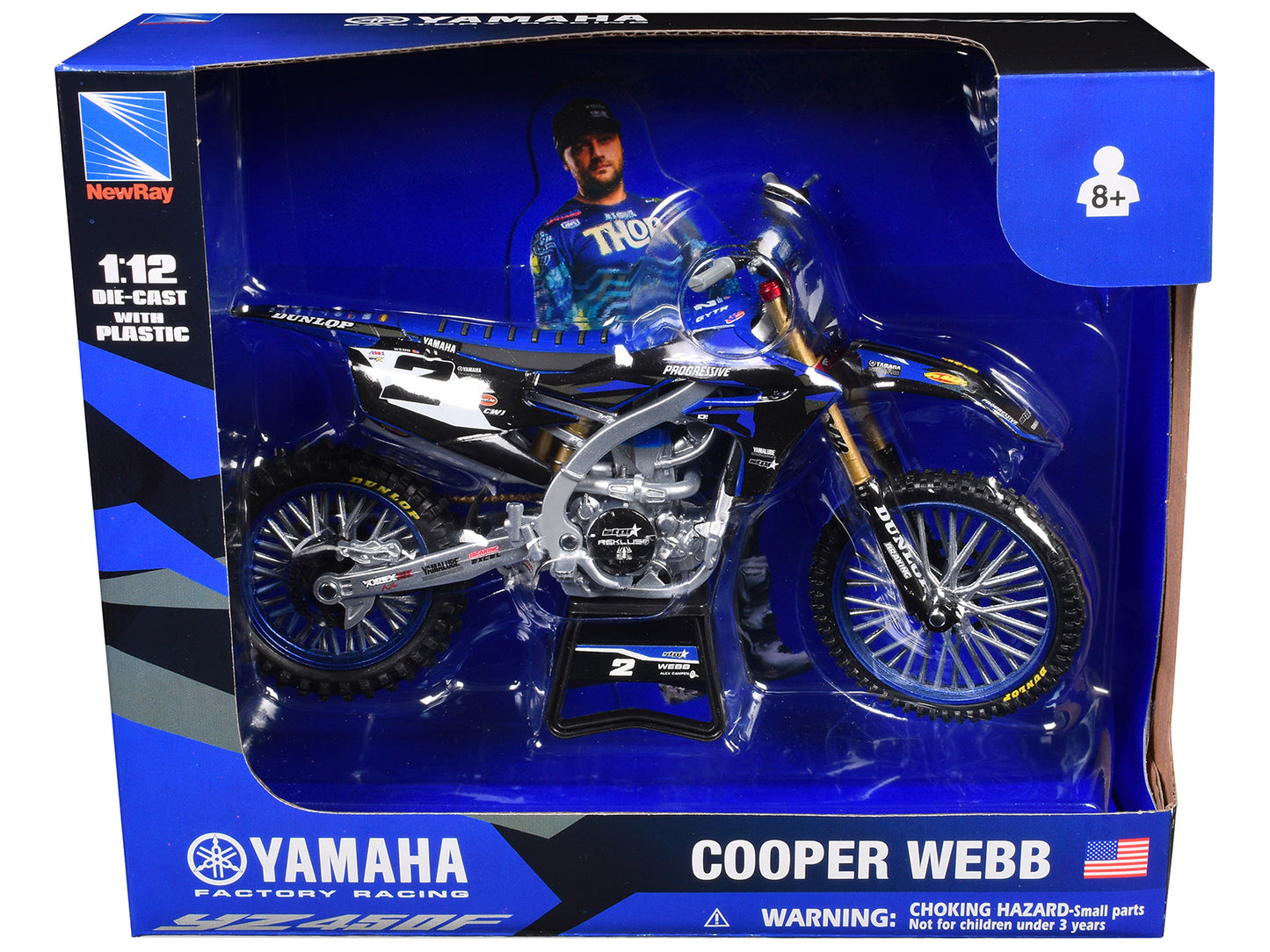 Yamaha YZ450F Motorcycle #2 Cooper Webb "Yamaha Factory Racing" 1/12 Diecast Model by New Ray