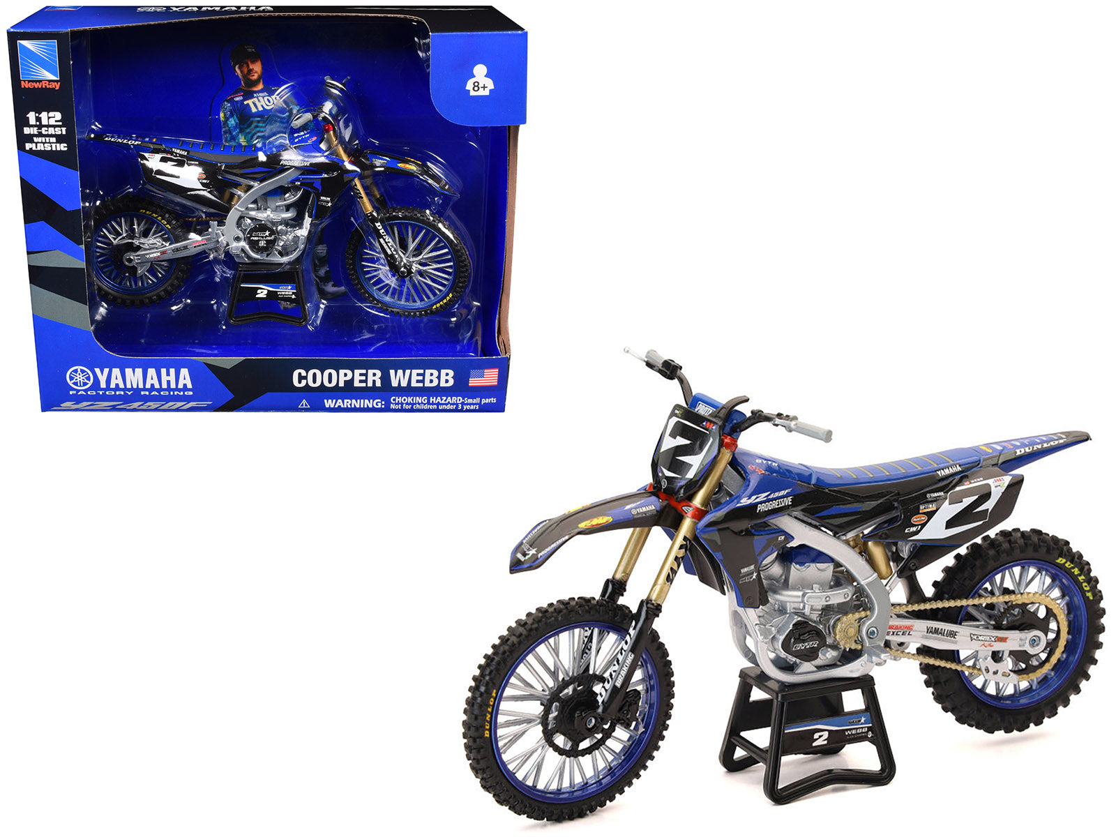Yamaha YZ450F Motorcycle #2 Cooper Webb "Yamaha Factory Racing" 1/12 Diecast Model by New Ray-DiecastModeler.com