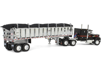 Mack Super-Liner with 60" Flat Top Sleeper and East End Dump Trailer Black 1/64 Diecast Model by DCP/First Gear