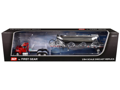 Ford LTL 9000 Day Cab with Heil Pneumatic Tank Trailer Heil Red 1/64 Diecast Model by DCP/First Gear-DiecastModeler.com