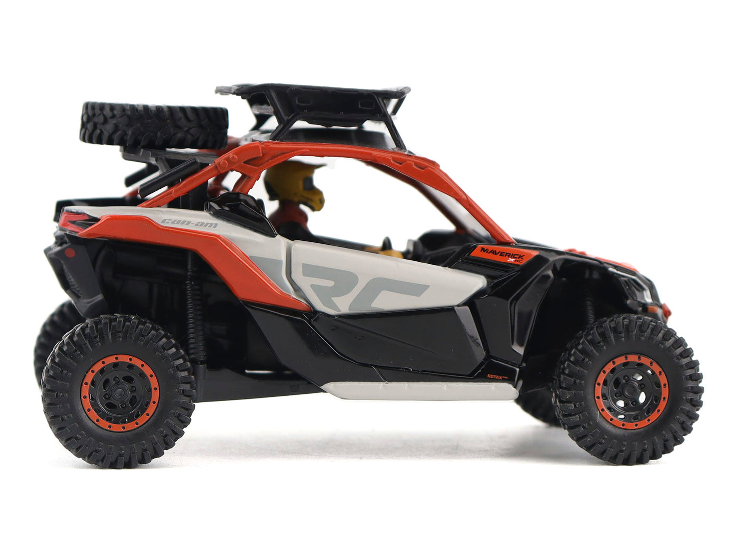 Can-Am Maverick X3 X RS Turbo RR Sand Version Chalk Gray and Magma Red with Driver Figure 1/32 Diecast Model by BRP Models