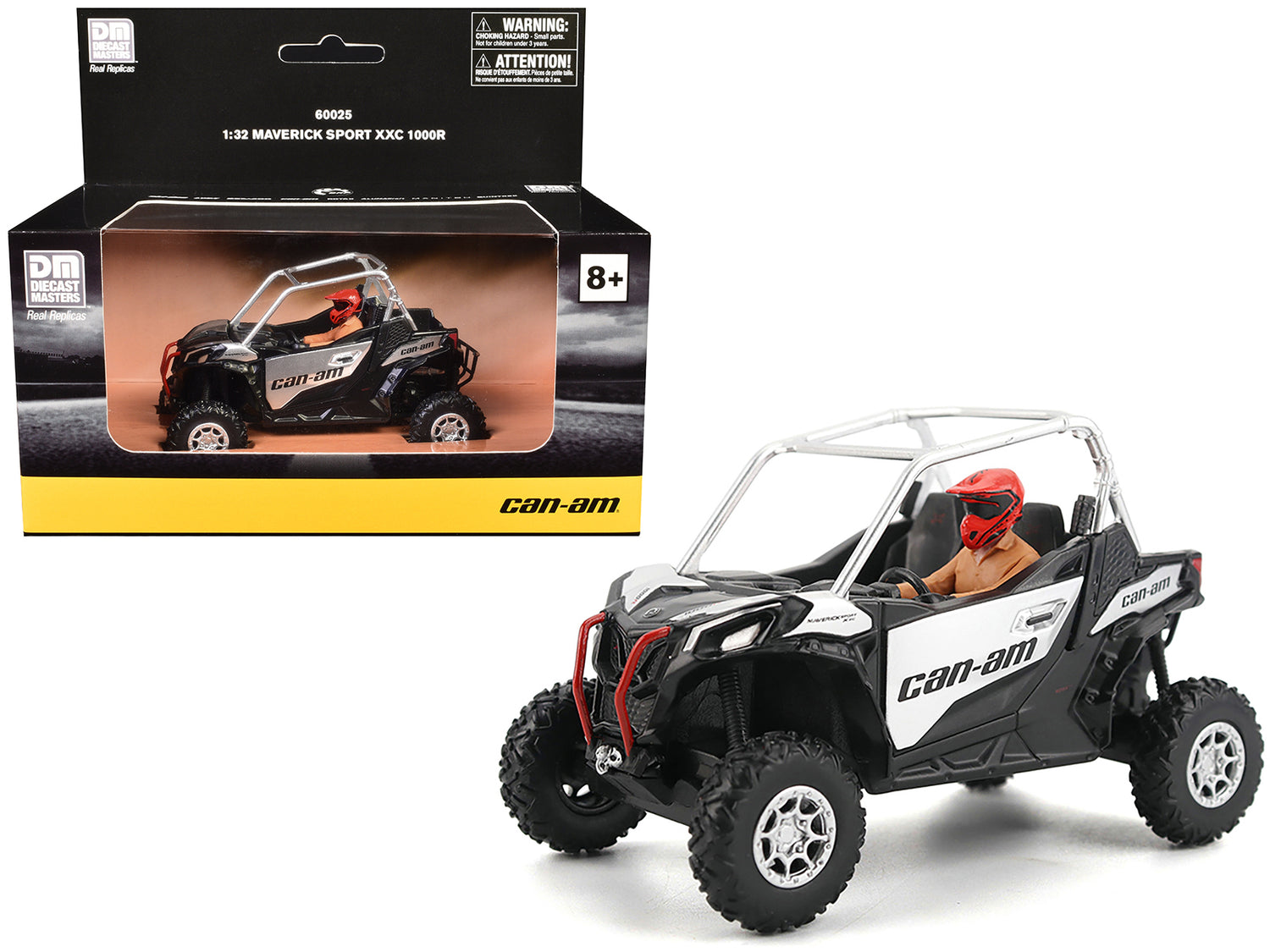 Can-Am Maverick Sport XXC 1000R Silver Metallic and Black with Driver Figure 1/32 Diecast Model by BRP Models-DiecastModeler.com