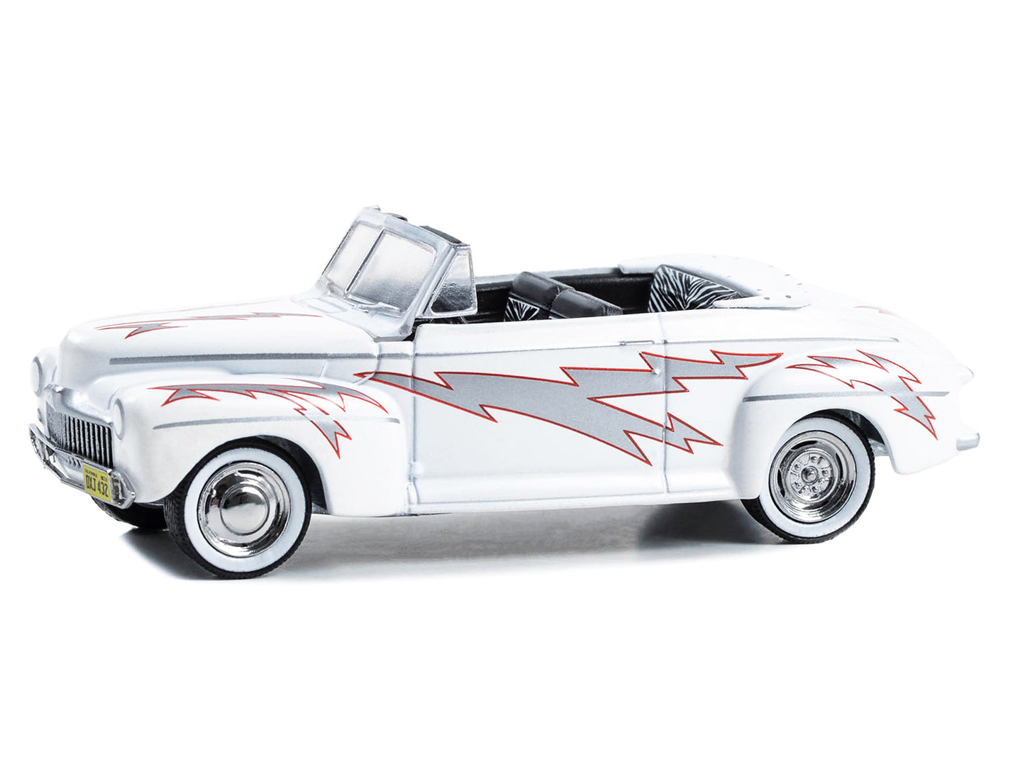 1948 Ford De Luxe Convertible "Greased Lightning" White with Graphics "Grease" (1978) Movie "Hollywood Series" Release 40 1/64 Diecast Model Car by Greenlight