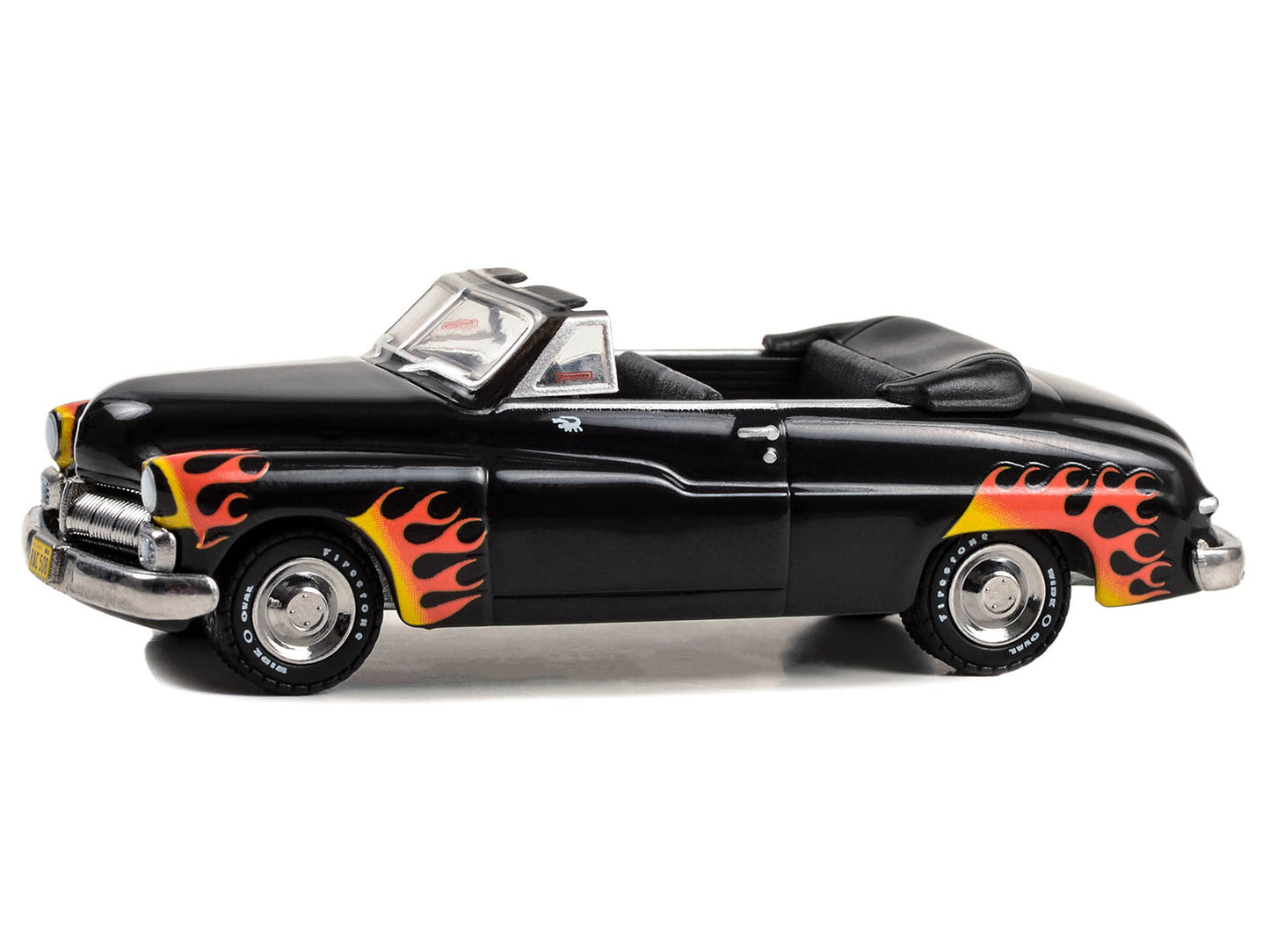 1949 Mercury Convertible Black with Flames "Grease" (1978) Movie "Hollywood Series" Release 40 1/64 Diecast Model Car by Greenlight