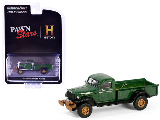 1947 Dodge Power Wagon Pickup Truck Green Metallic and Black "Pawn Stars" (2009-Current) TV Series "Hollywood Series" Release 42 1/64 Diecast Model Car by Greenlight-DiecastModeler.com