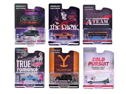 "Hollywood Series" Set of 6 pieces Release 43 1/64 Diecast Model Cars by Greenlight-DiecastModeler.com
