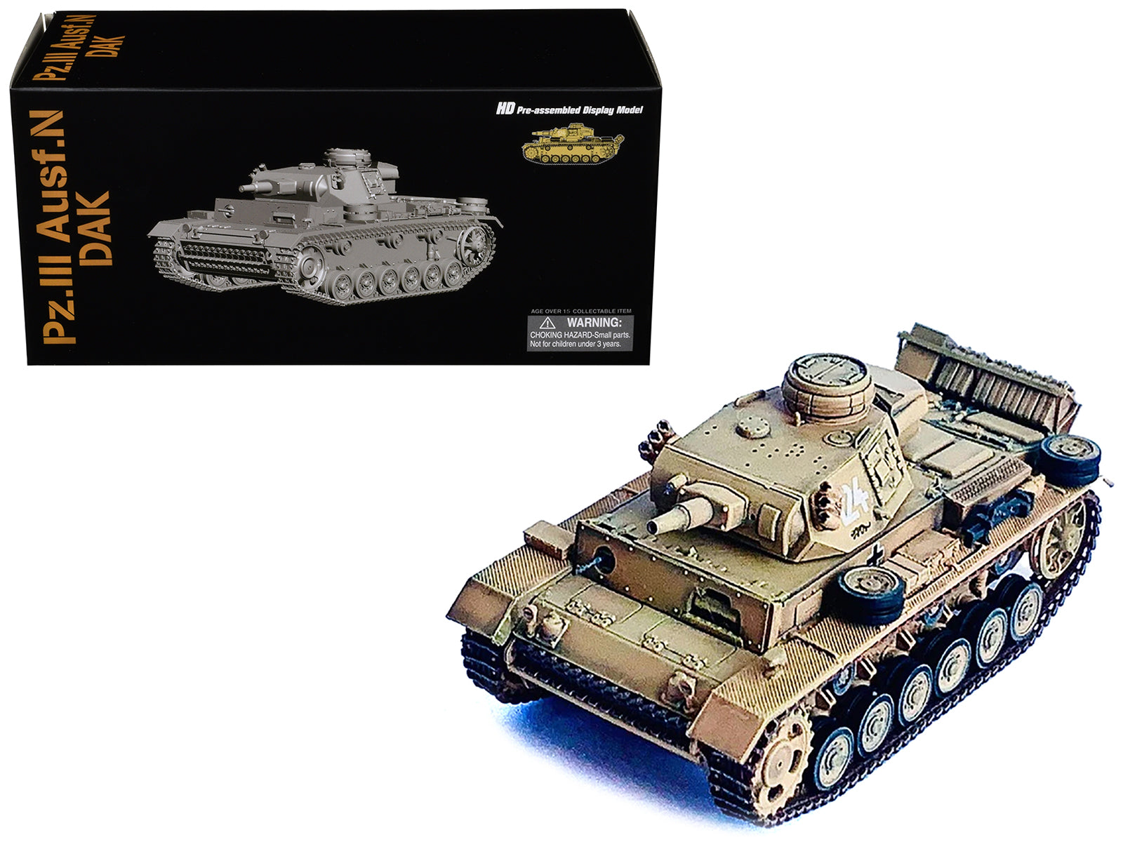 Germany Pz.Kpfw.III Ausf.N DAK Tank #124 "s.Pz.Abt.501 Tunisia Tiger Insignia" (1942/43) "NEO Dragon Armor" Series 1/72 Plastic Model by Dragon Models-DiecastModeler.com