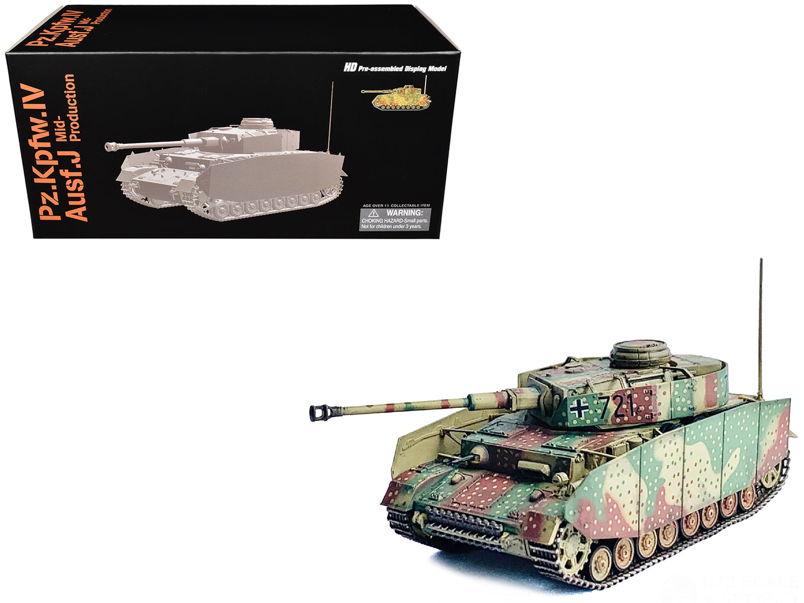 Germany Pz.Kpfw.IV Ausf.J Mid Production Tank "#721 Western Front" (1944) "NEO Dragon Armor" Series 1/72 Plastic Model by Dragon Models-DiecastModeler.com