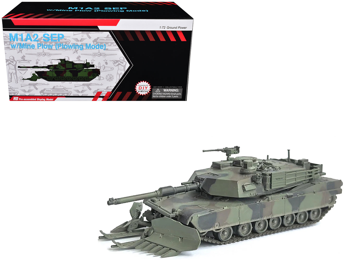 United States M1A2 SEP (System Enhancement Package) Tank with Mine Plow (Plowing Mode) "United States Army 1st Battalion 16th Cav. Reg. Fort Knox" (2002)" Green Camouflage "NEO Dragon Armor" Series 1/72 Plastic Model by Dragon Models