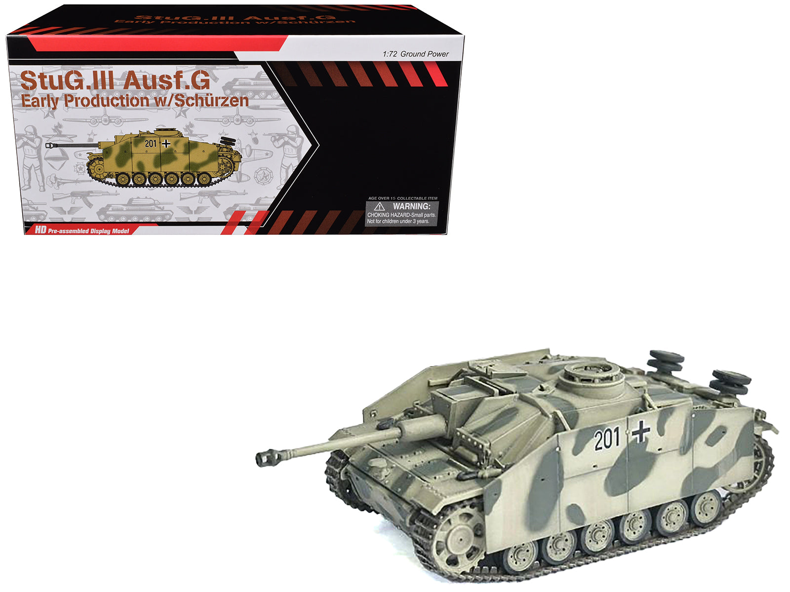 Germany StuG.III Ausf.G Early Production Tank with Schurzen #201 "StuG Brigade 242 Italy" (1943) "NEO Dragon Armor" Series 1/72 Plastic Model by Dragon Models-DiecastModeler.com