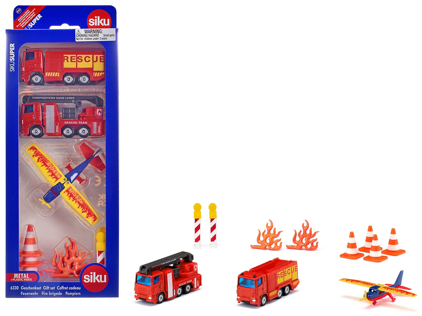 Fire Brigade 11 piece Set Diecast Models by Siku-DiecastModeler.com