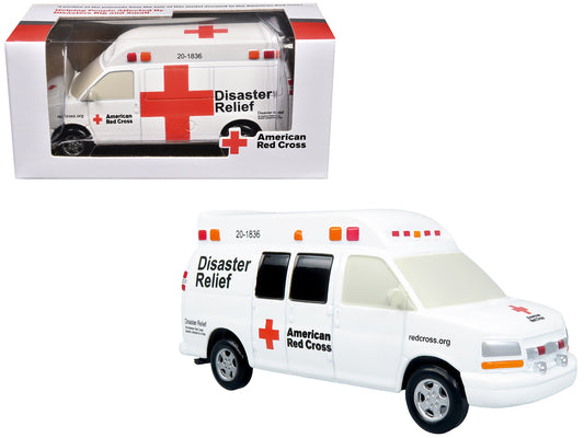 Ambulance "American Red Cross: Disaster Relief Unit" White with Graphics 1/64 Diecast Model by Iconic Replicas