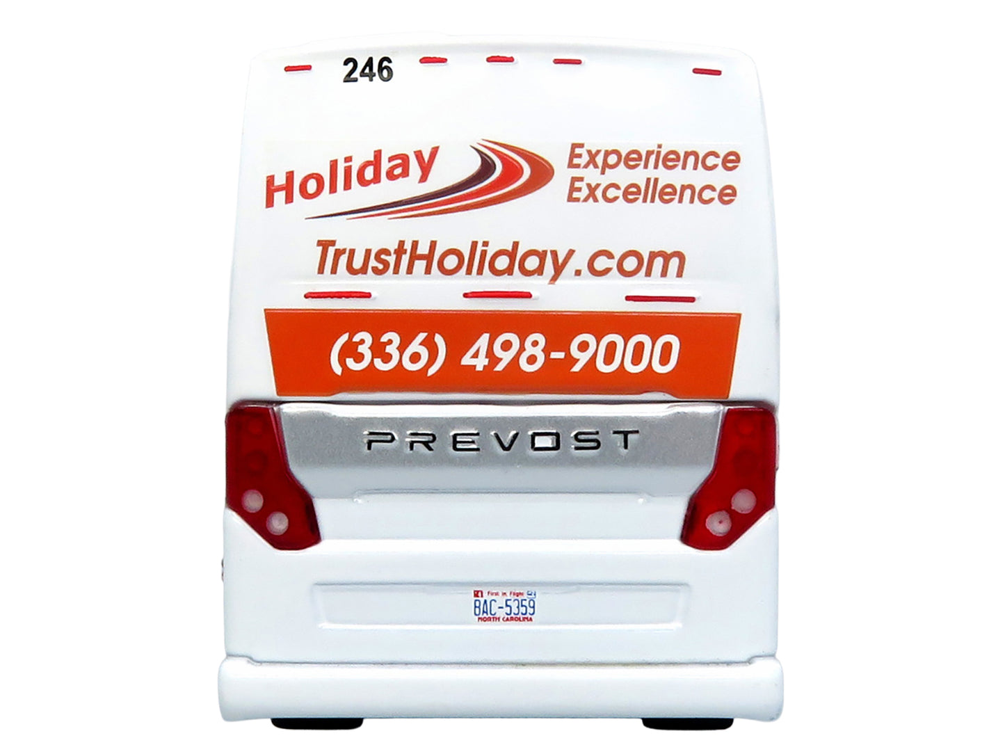 Prevost H3-45 Coach Bus "Holiday Tours - 2024 IMG Operator of the Year" White with Graphics Limited Edition 1/64 Diecast Model by Iconic Replicas