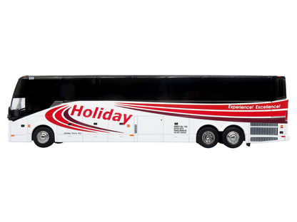 Prevost H3-45 Coach Bus "Holiday Tours" White with Red Graphics Limited Edition 1/64 Diecast Model by Iconic Replicas