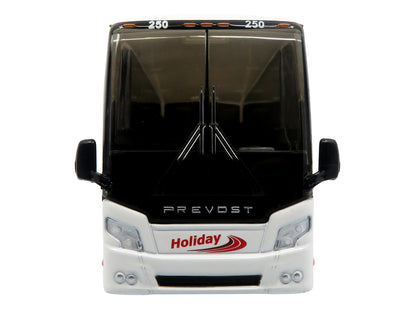 Prevost H3-45 Coach Bus "Holiday Tours" White with Red Graphics Limited Edition 1/64 Diecast Model by Iconic Replicas