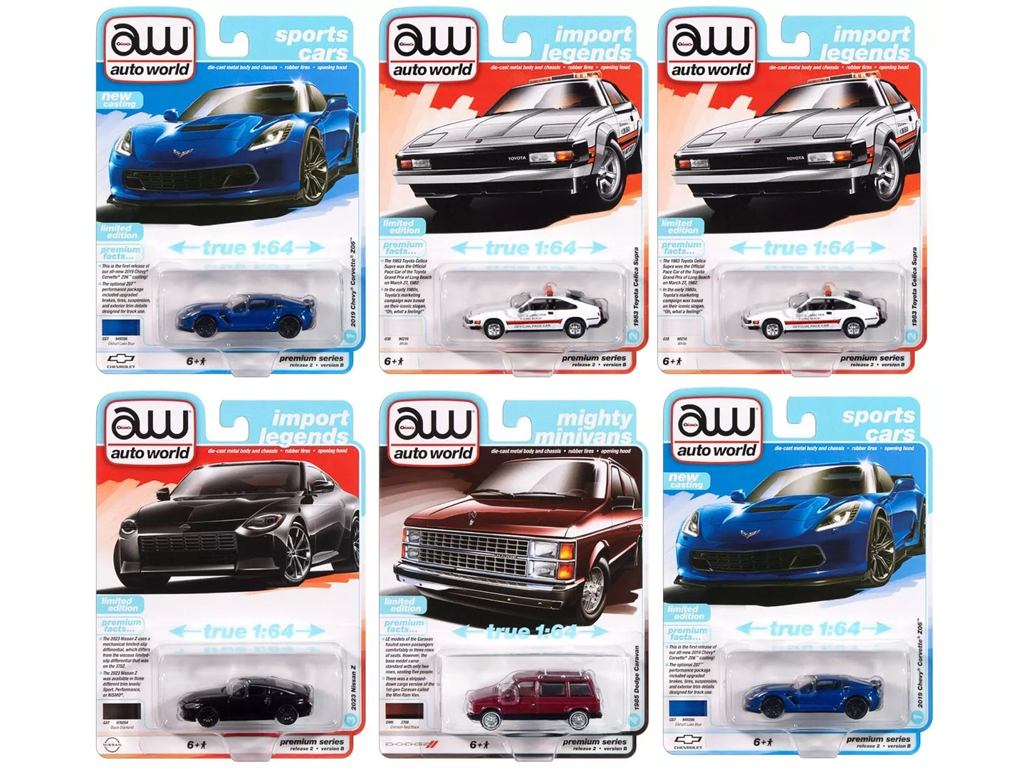 Auto World Premium 2024 Set B of 6 pieces Release 2 1/64 Diecast Model Cars by Auto World-DiecastModeler.com