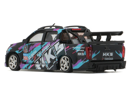 Isuzu D-Max Lowrider Pickup Truck RHD (Right Hand Drive) "HKS" Black with Graphics "Thailand Diecast Expo 2025" 1/64 Diecast Model Car by BM Creations