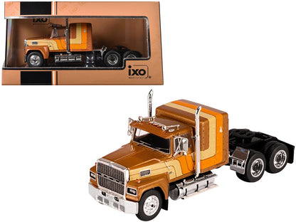 1978 Ford LTL 9000 Truck Tractor Brown with Stripes 1/64 Diecast Model by IXO Models