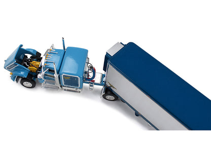 Kenworth W900A with 60" Flat Top Sleeper and 40' Vintage Refrigerated Trailer "Crippled Cowboy" Blue 1/64 Diecast Model by DCP/First Gear