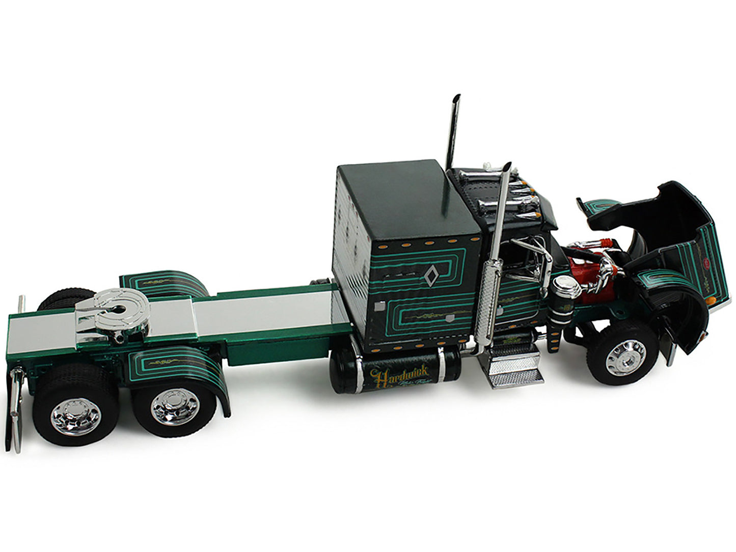 Peterbilt 359 with 60" Vintage Sleeper and 53' Utility Trailer with Reefer "Hardwick Motor Freight" Green Metallic with Stripes "Big Rigs" Series II #2 1/64 Diecast Model by DCP/First Gear