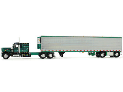 Peterbilt 359 with 60" Vintage Sleeper and 53' Utility Trailer with Reefer "Hardwick Motor Freight" Green Metallic with Stripes "Big Rigs" Series II #2 1/64 Diecast Model by DCP/First Gear