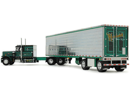 Peterbilt 359 with 60" Vintage Sleeper and 53' Utility Trailer with Reefer "Hardwick Motor Freight" Green Metallic with Stripes "Big Rigs" Series II #2 1/64 Diecast Model by DCP/First Gear