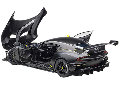 Aston Martin Vulcan Matt Black with Lime Green Stripes 1/18 Model Car by Autoart