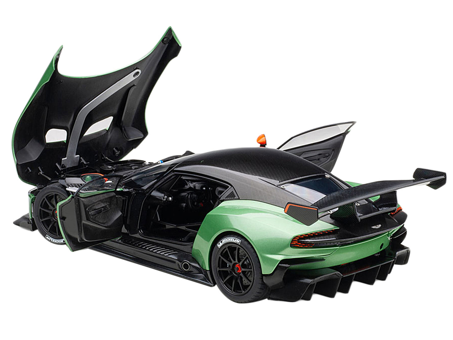 Aston Martin Vulcan Apple Tree Green Metallic with Orange Accents and Carbon Top 1/18 Model Car by Autoart-DiecastModeler.com