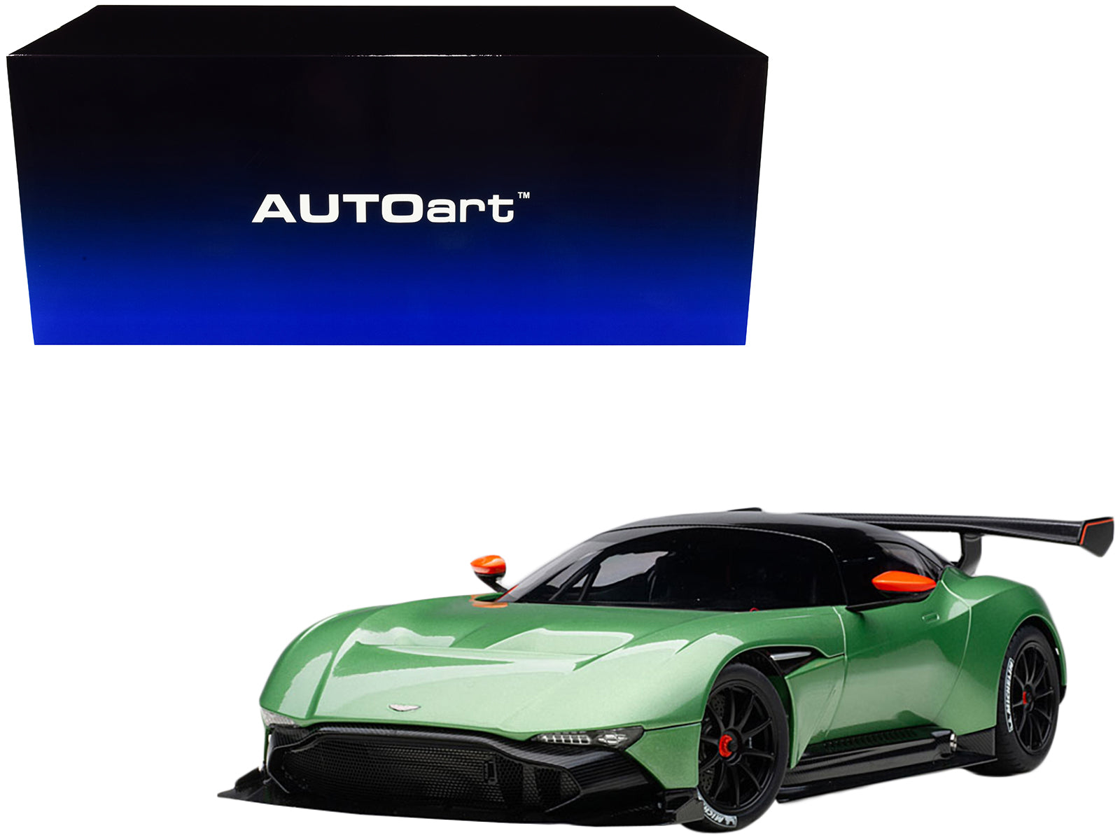 Aston Martin Vulcan Apple Tree Green Metallic with Orange Accents and Carbon Top 1/18 Model Car by Autoart-DiecastModeler.com
