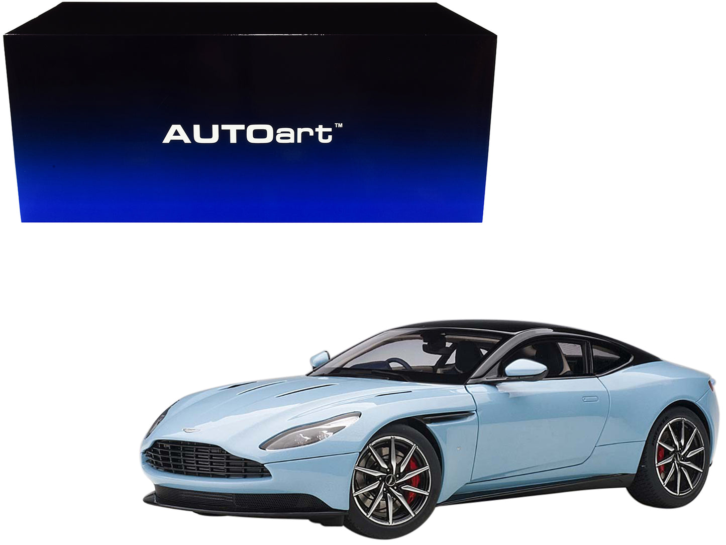 Aston Martin DB11 Q Frosted Glas Blue with Black Top 1/18 Model Car by Autoart-DiecastModeler.com