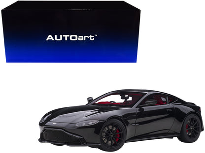 2019 Aston Martin Vantage RHD (Right Hand Drive) Jet Black with Red Interior 1/18 Model Car by Autoart-DiecastModeler.com