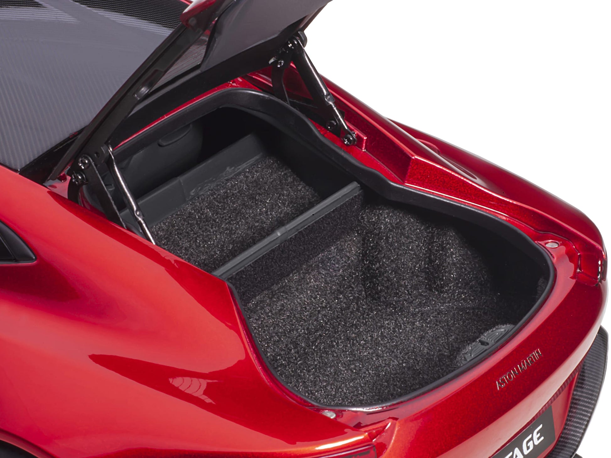 2019 Aston Martin Vantage RHD (Right Hand Drive) Hyper Red Metallic with Carbon Top 1/18 Model Car by Autoart-DiecastModeler.com