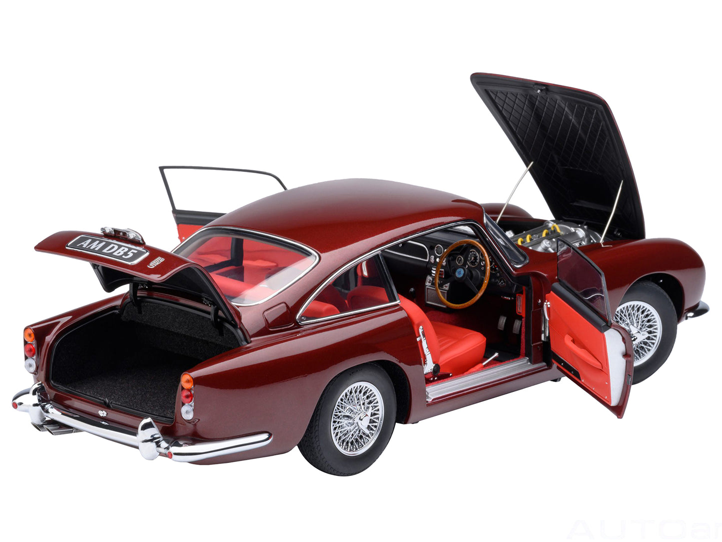 Aston Martin DB5 RHD (Right Hand Drive) Dubonnet Rosso Red Metallic 1/18 Model Car by Autoart
