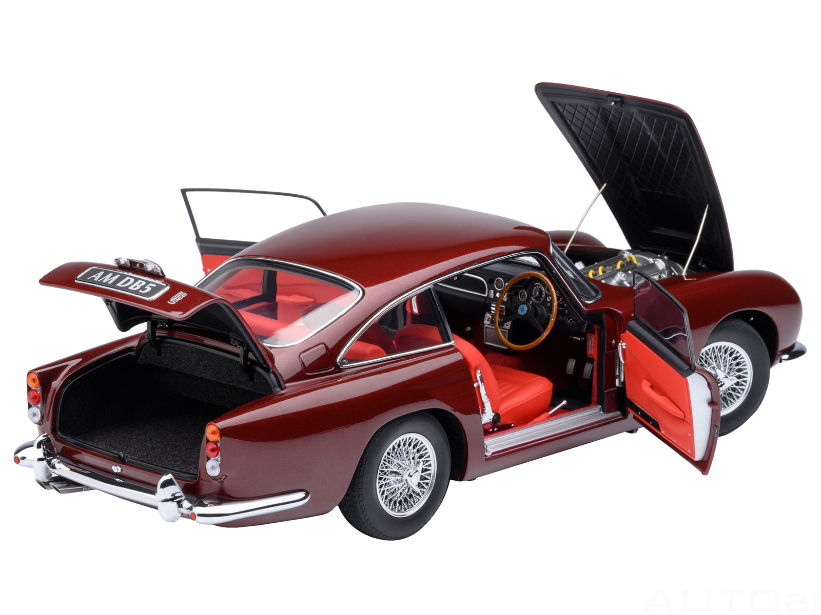 Aston Martin DB5 RHD (Right Hand Drive) Dubonnet Rosso Red Metallic 1/18 Model Car by Autoart-DiecastModeler.com