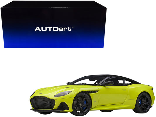 Aston Martin DBS Superleggera RHD (Right Hand Drive) Lime Essence Green Metallic with Carbon Top and Carbon Accents 1/18 Model Car by Autoart-DiecastModeler.com