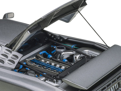 Bugatti EB110 SS Super Sport Grigio Metalizzatto Silver Metallic with Silver Wheels 1/18 Model Car by Autoart-DiecastModeler.com