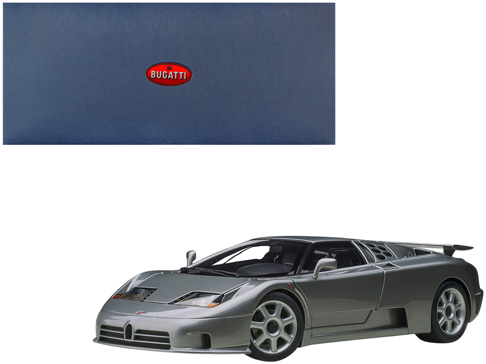 Bugatti EB110 SS Super Sport Grigio Metalizzatto Silver Metallic with Silver Wheels 1/18 Model Car by Autoart-DiecastModeler.com