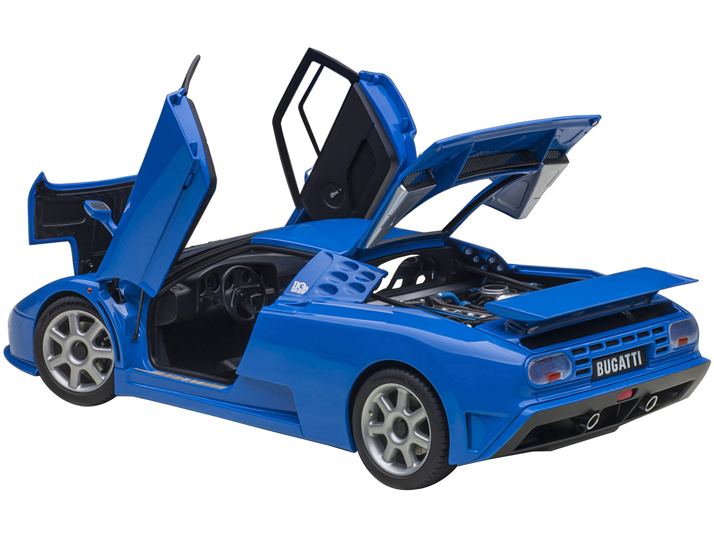 Bugatti EB110 SS Super Sport French Racing Blue with Silver Wheels 1/18 Model Car by Autoart-DiecastModeler.com