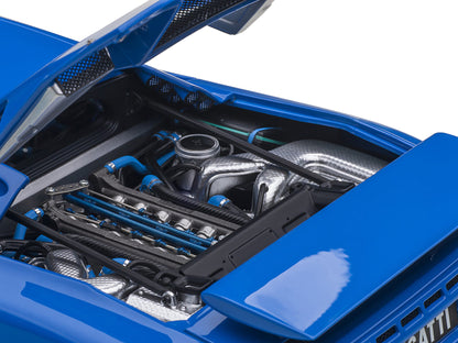 Bugatti EB110 SS Super Sport French Racing Blue with Silver Wheels 1/18 Model Car by Autoart-DiecastModeler.com