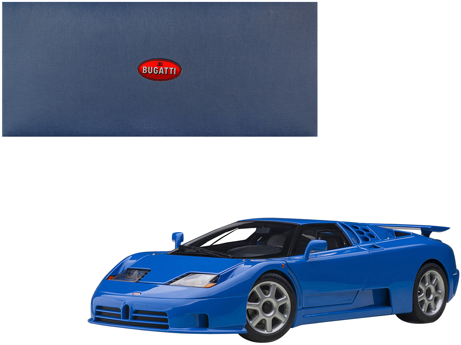 Bugatti EB110 SS Super Sport French Racing Blue with Silver Wheels 1/18 Model Car by Autoart-DiecastModeler.com