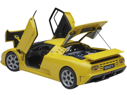 Bugatti EB110 SS Super Sport Giallo Bugatti Yellow with Silver Wheels 1/18 Model Car by Autoart-DiecastModeler.com
