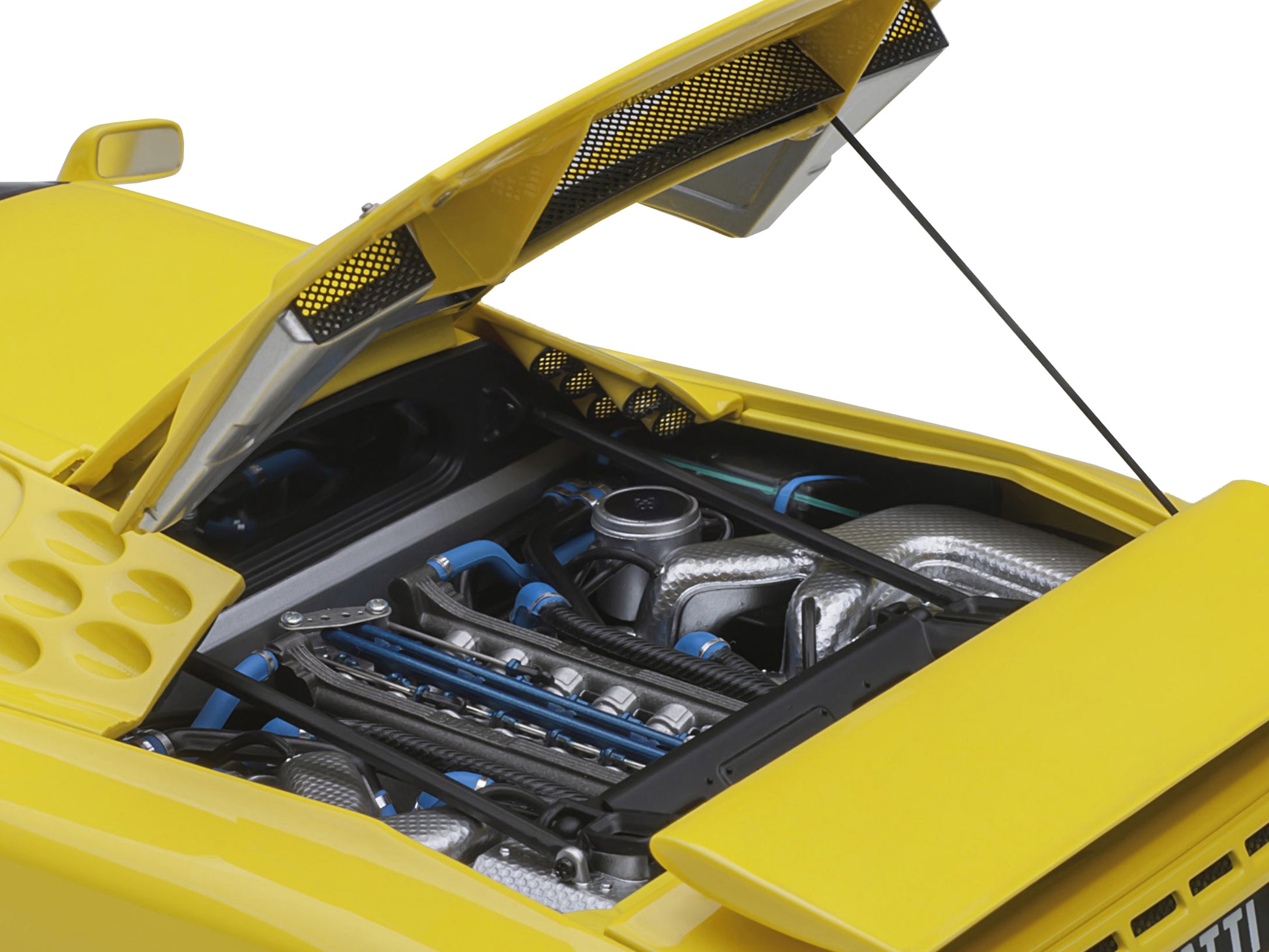 Bugatti EB110 SS Super Sport Giallo Bugatti Yellow with Silver Wheels 1/18 Model Car by Autoart-DiecastModeler.com