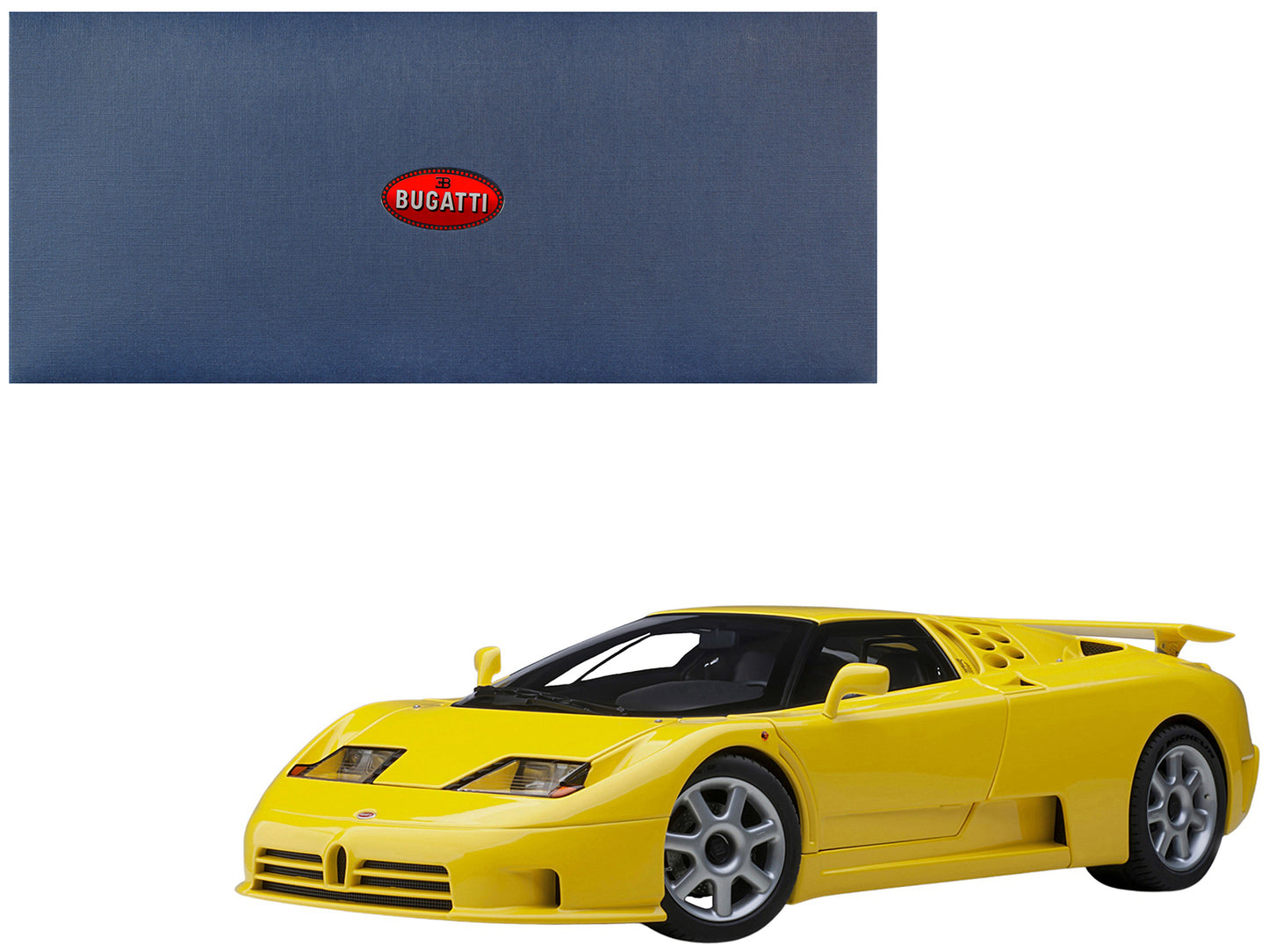 Bugatti EB110 SS Super Sport Giallo Bugatti Yellow with Silver Wheels 1/18 Model Car by Autoart-DiecastModeler.com