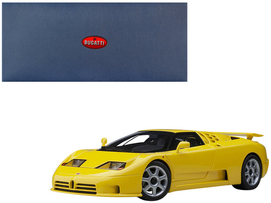 Bugatti EB110 SS Super Sport Giallo Bugatti Yellow with Silver Wheels 1/18 Model Car by Autoart-DiecastModeler.com