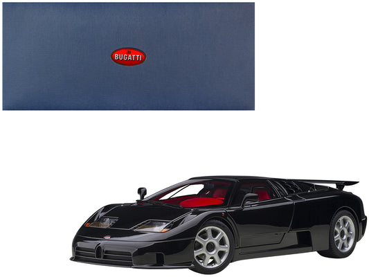 Bugatti EB110 SS Super Sport Nero Vernice Black with Red Interior and Silver Wheels 1/18 Model Car by Autoart-DiecastModeler.com