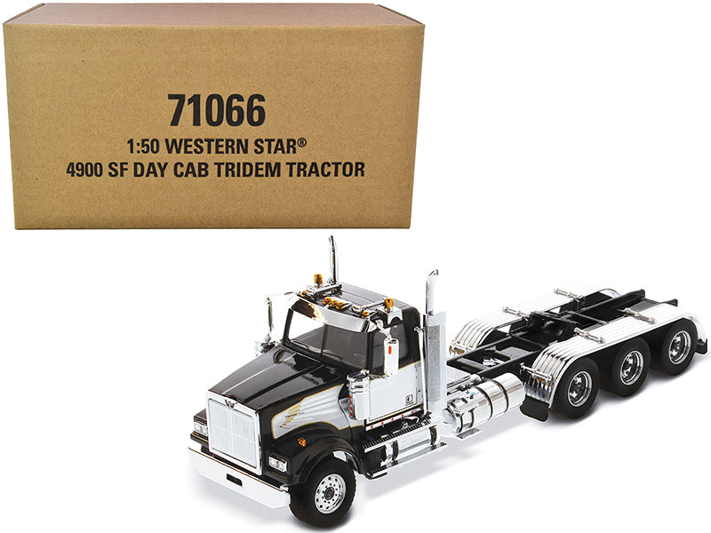Western Star 4900 SF Tridem Day Cab Truck Tractor Black "Transport Series" 1/50 Diecast Model by Diecast Masters-DiecastModeler.com